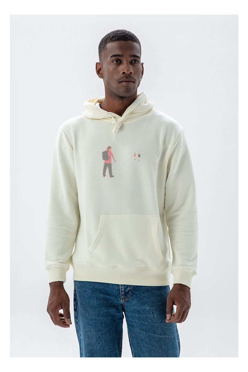 Ecru Premium Cotton Xuntos Design Pullover Hoodie
