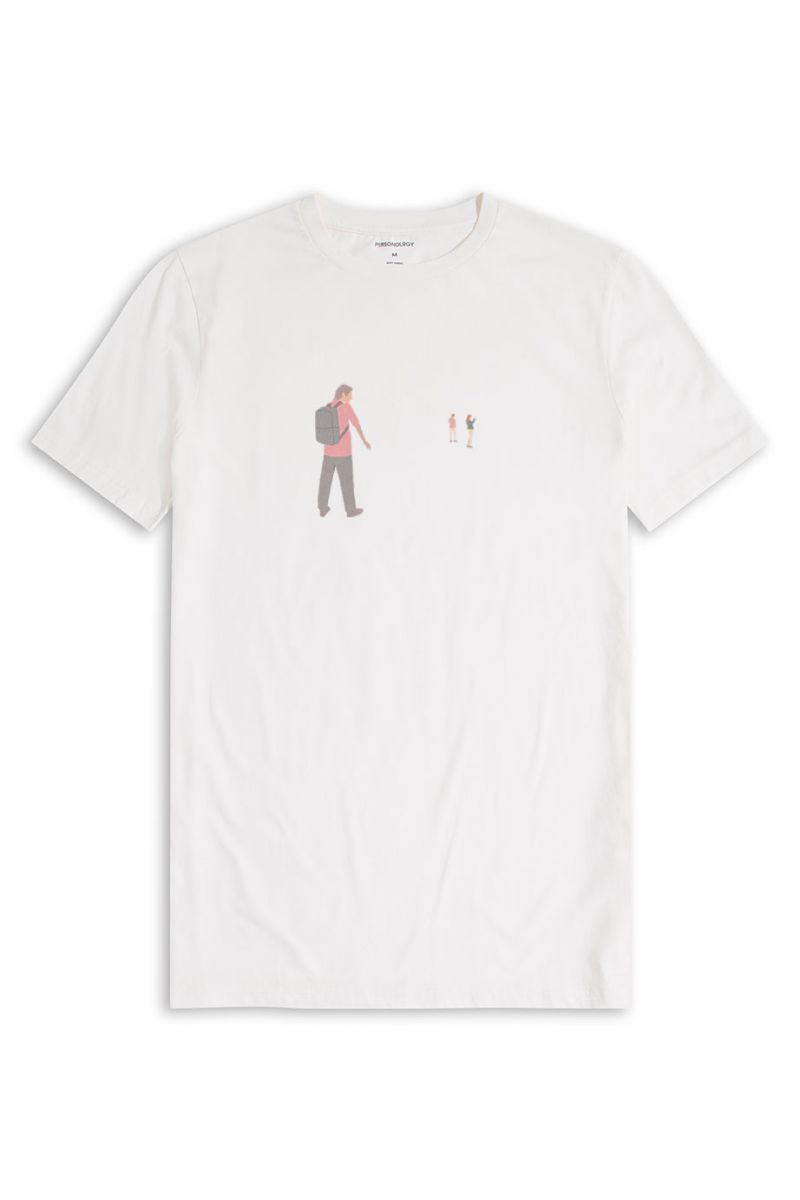 Off White Soft Fabric Xuntos Design Short Sleeve Tee