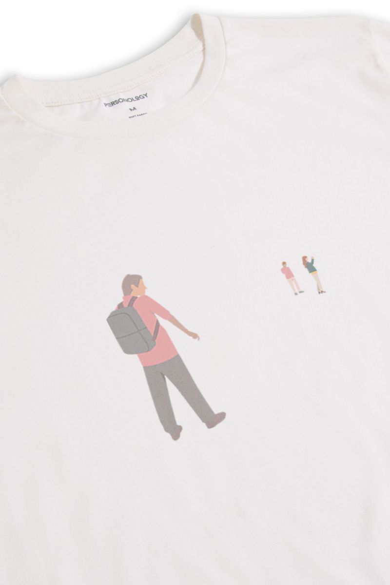 Off White Soft Fabric Xuntos Design Short Sleeve Tee
