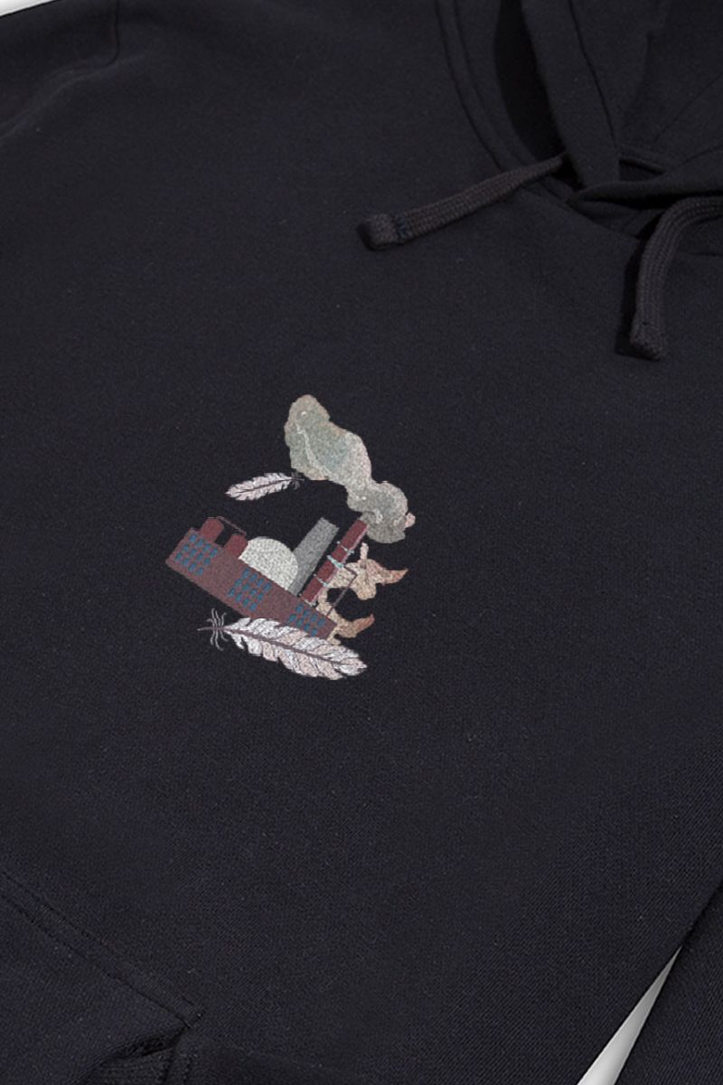 Black Premium Cotton Heliopause Design Pullover Hoodie