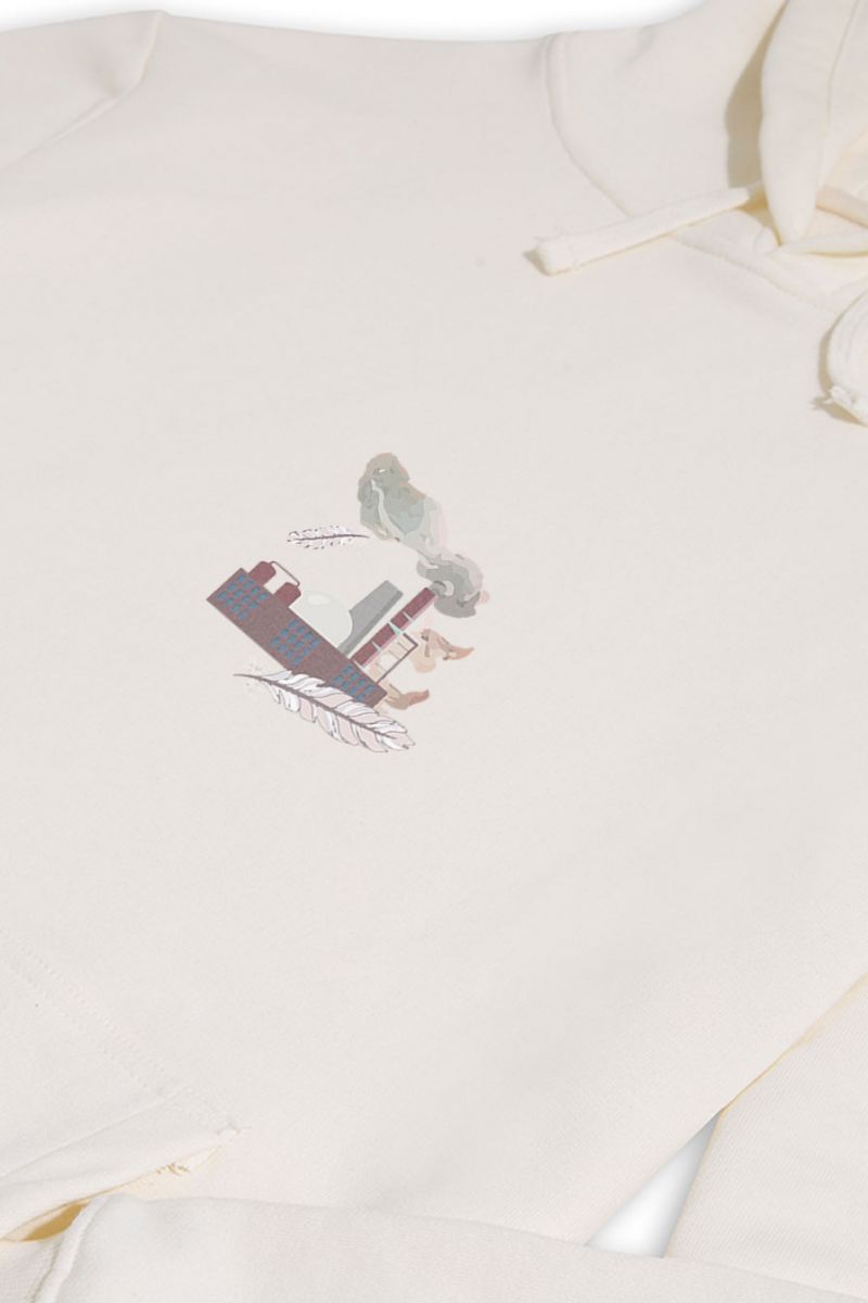 Ecru Premium Cotton Heliopause Design Pullover Hoodie