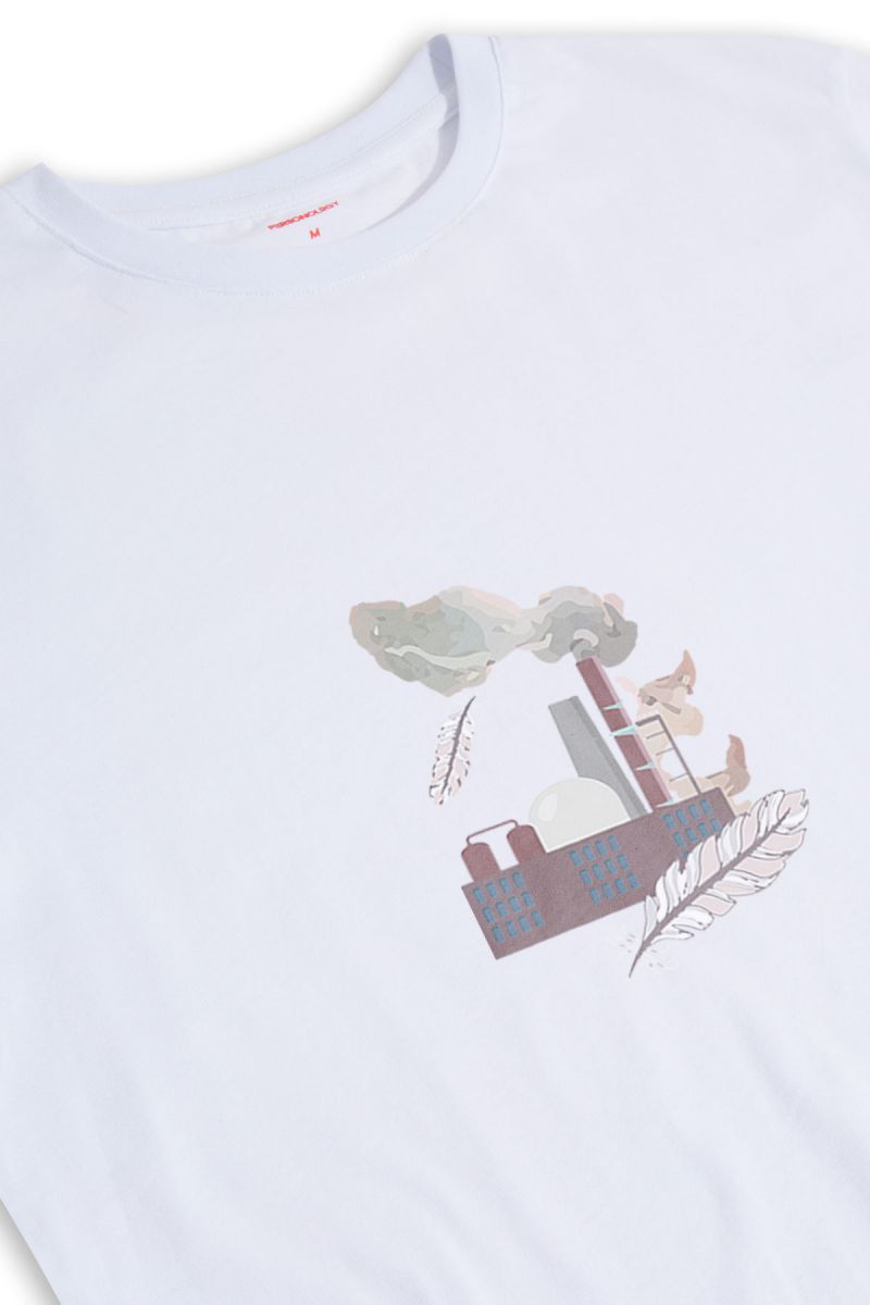 White Soft Fabric Heliopause Design Short Sleeve Tee