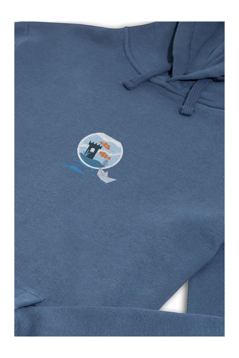 Navy Premium Cotton Okeanos Design Pullover Hoodie