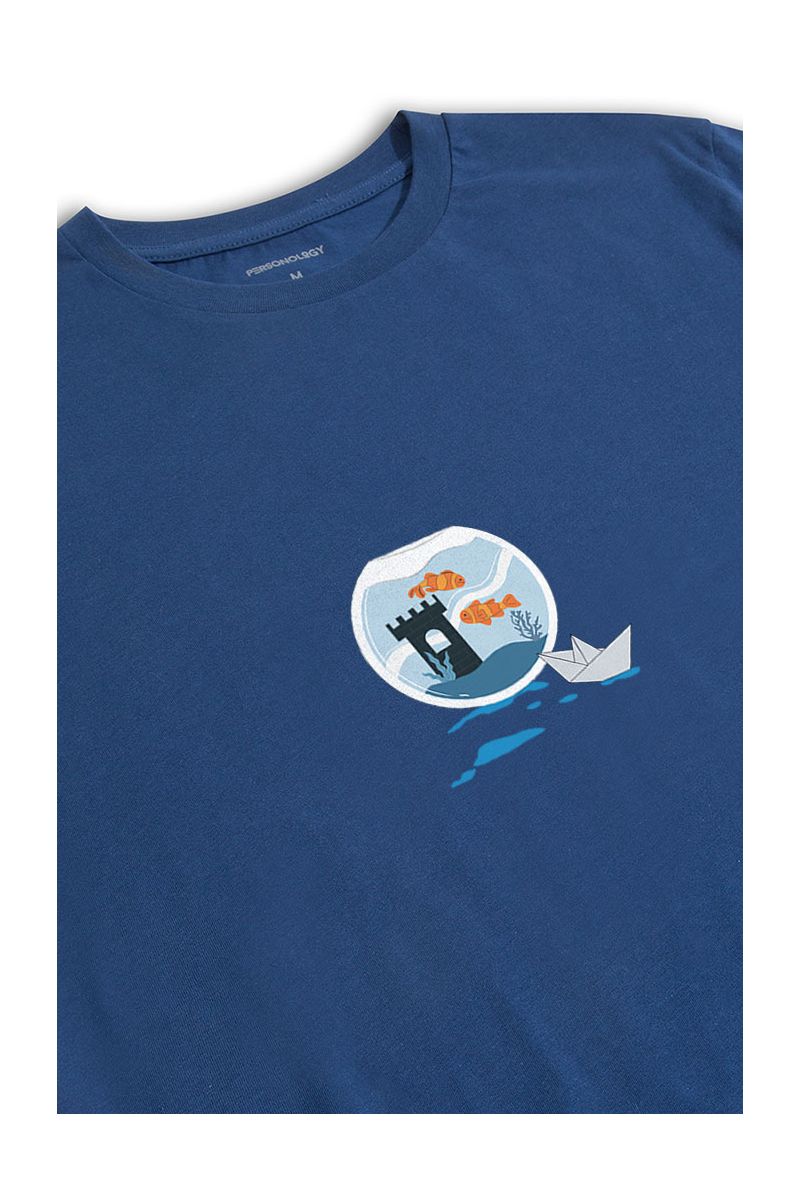 Navy Soft Fabric Okeanos Design Short Sleeve Tee
