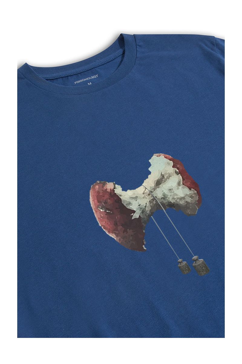 Navy Soft Fabric Bitten Design Short Sleeve Tee