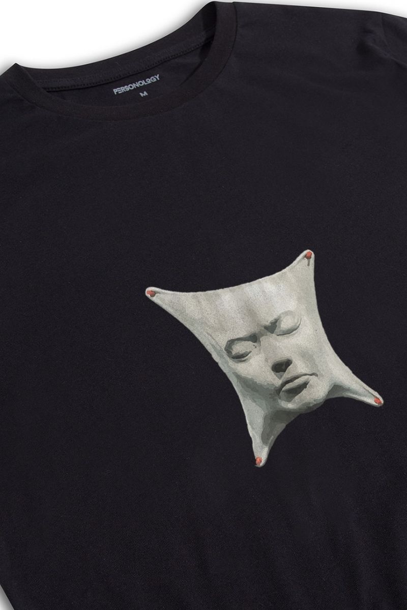 Black Soft Fabric Documented Design Short Sleeve Tee