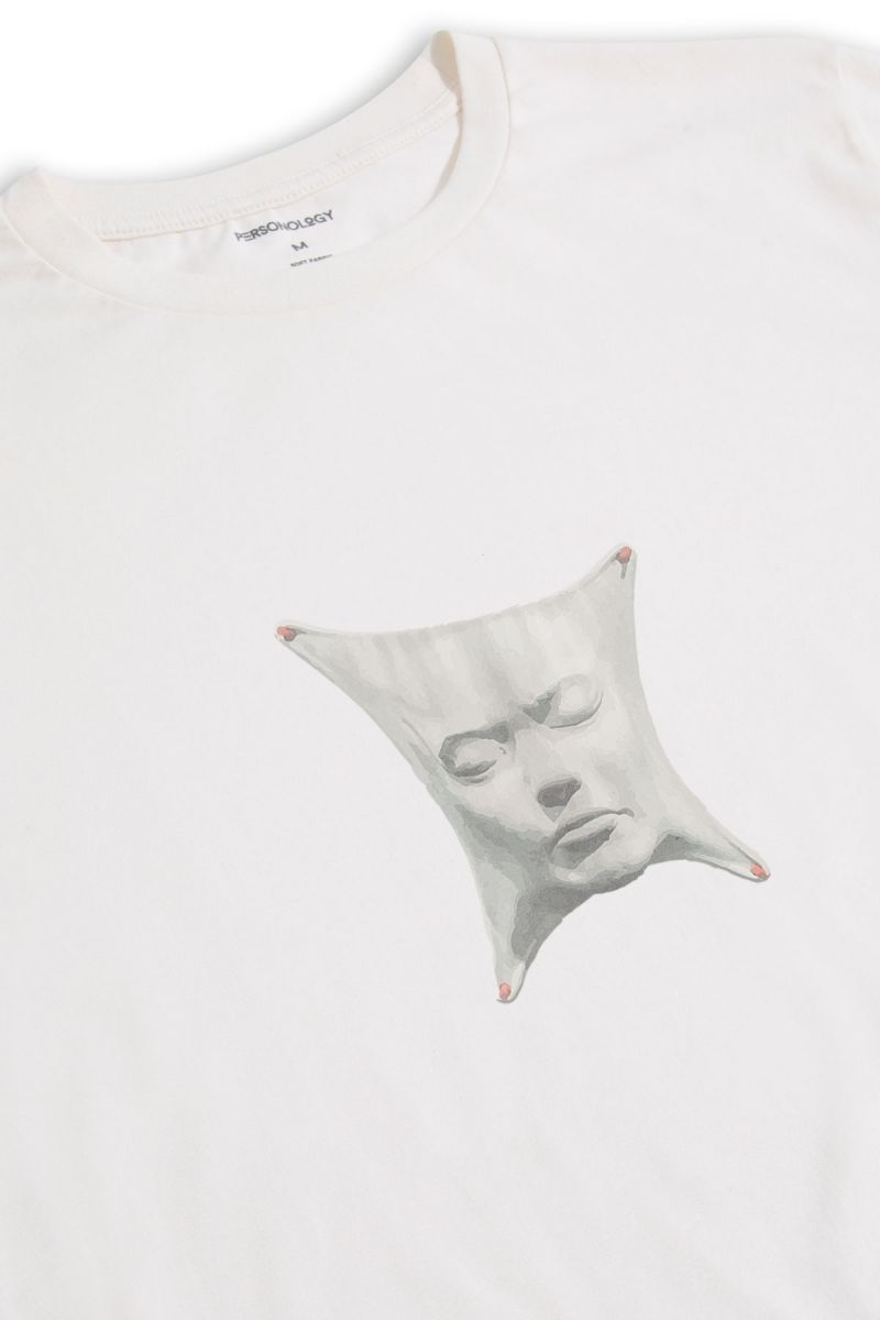 Off White Soft Fabric Documented Design Short Sleeve Tee