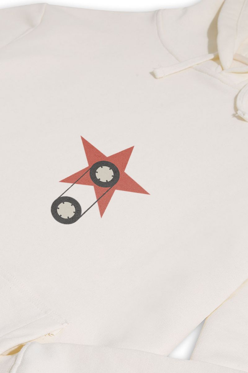 Ecru Premium Cotton On The Stars Design Pullover Hoodie