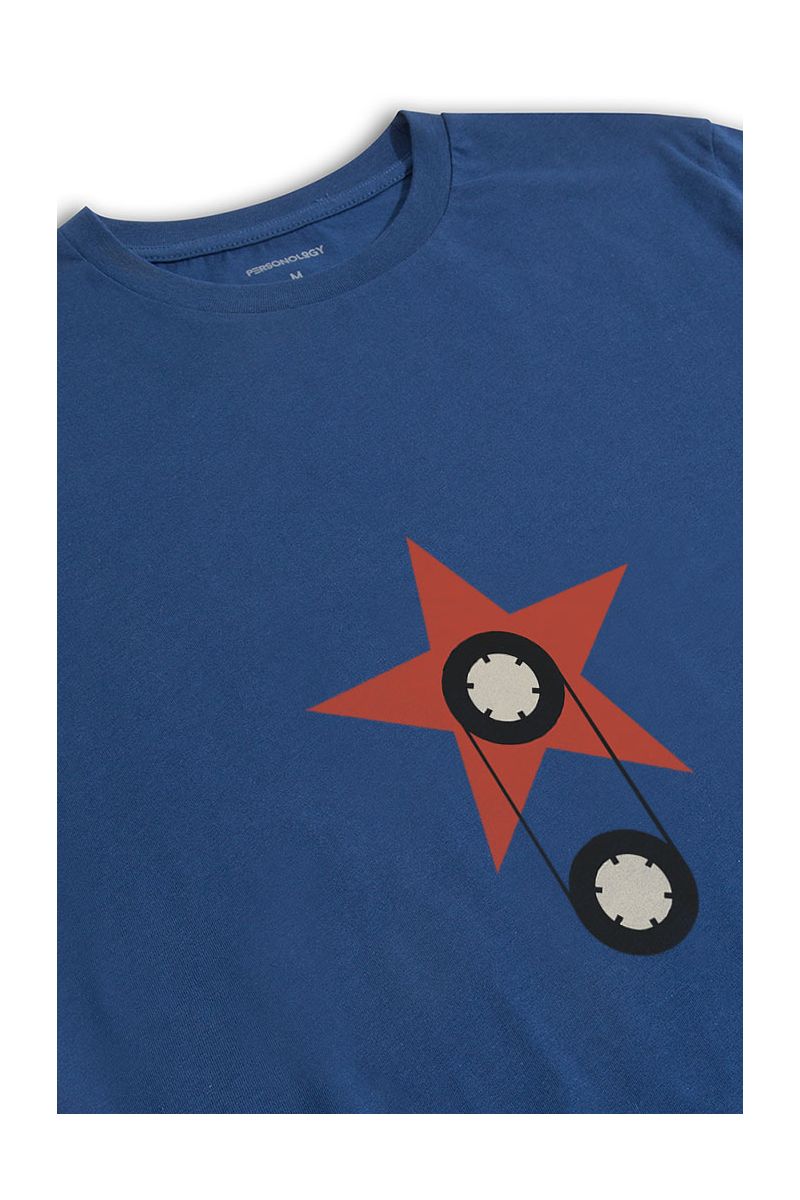 Navy Soft Fabric On The Stars Design Short Sleeve Tee
