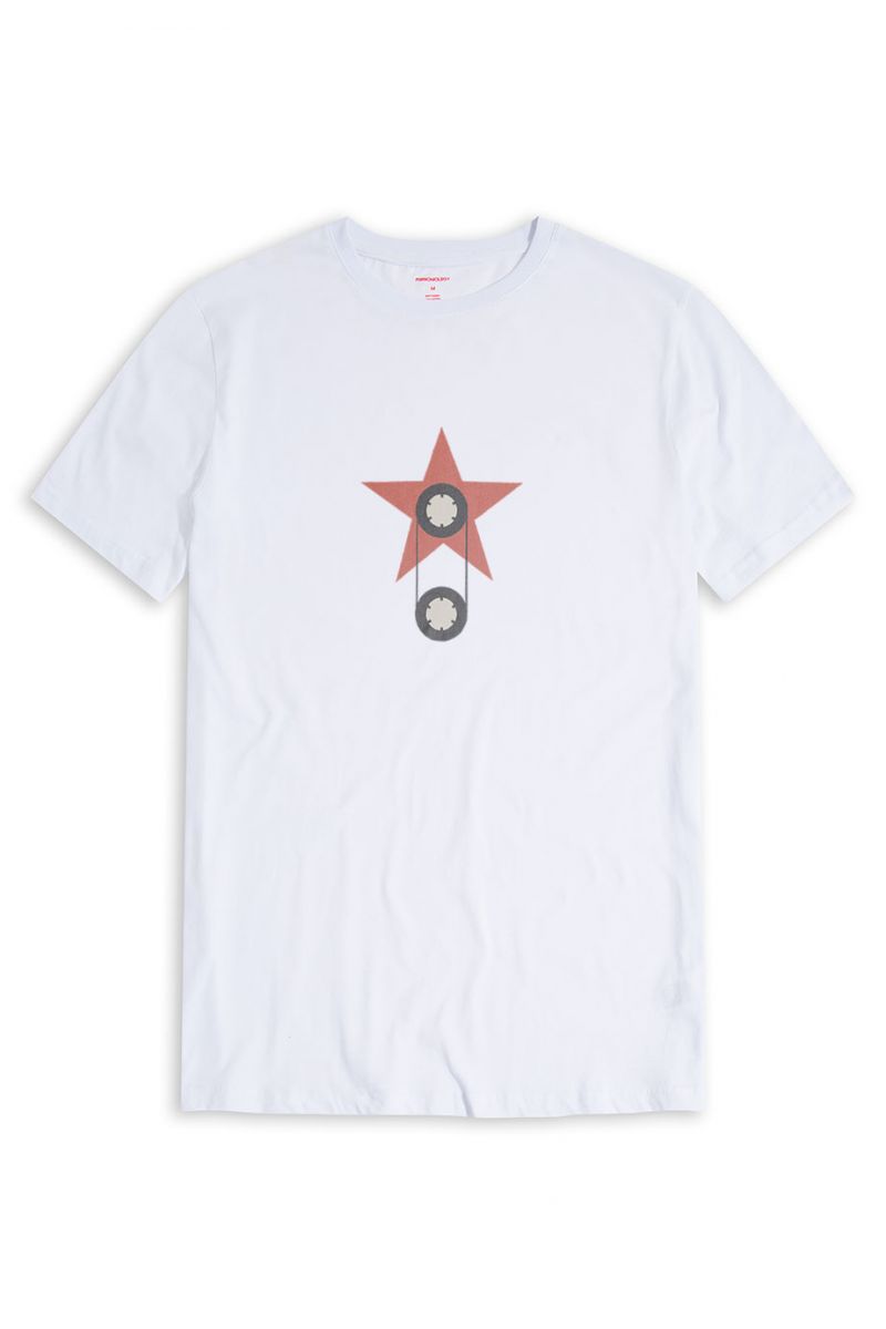 White Soft Fabric On The Stars Design Short Sleeve Tee