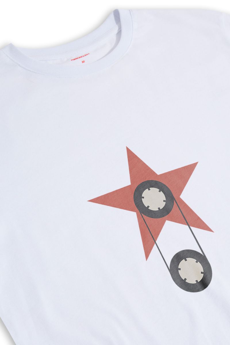 White Soft Fabric On The Stars Design Short Sleeve Tee