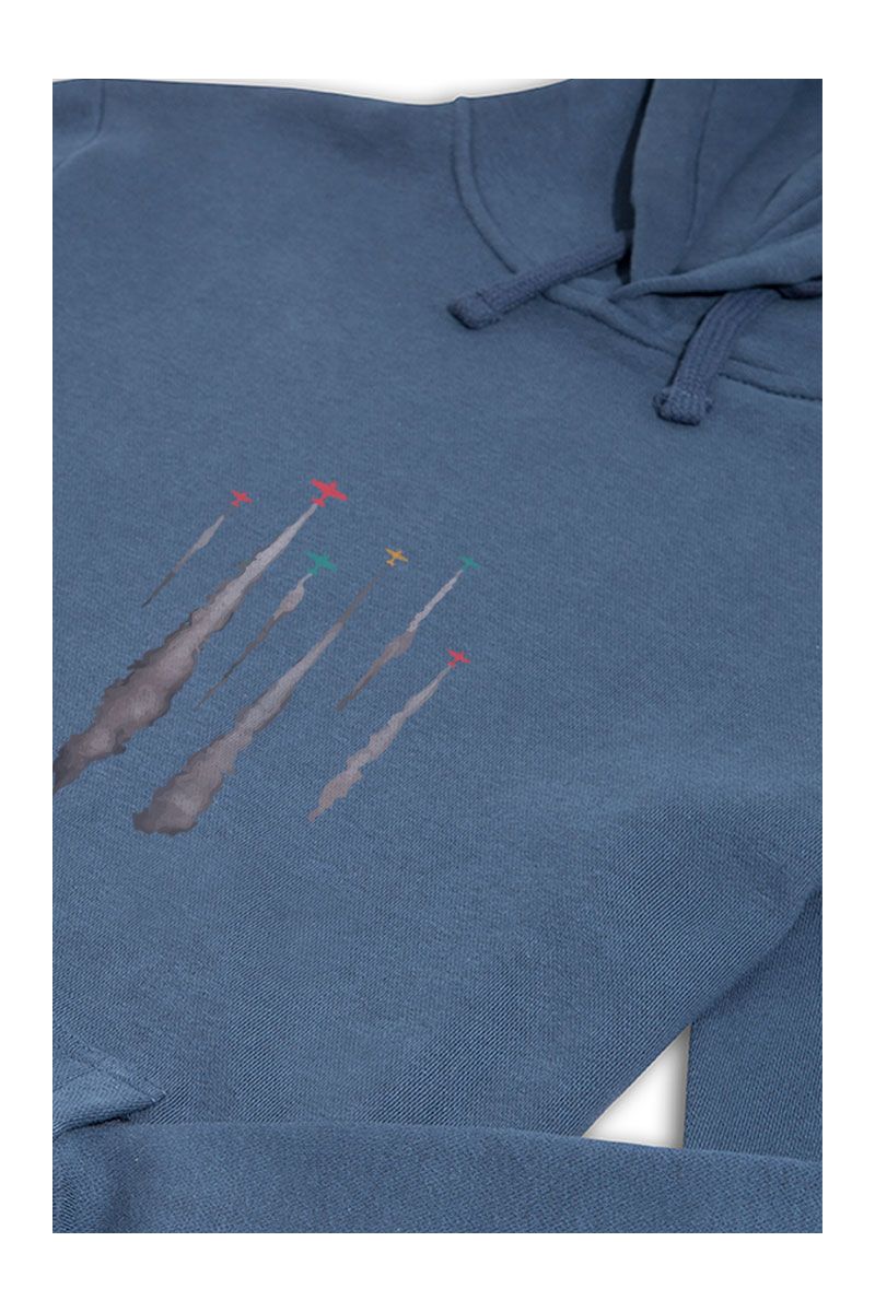 Navy Premium Cotton Flying Low Design Pullover Hoodie