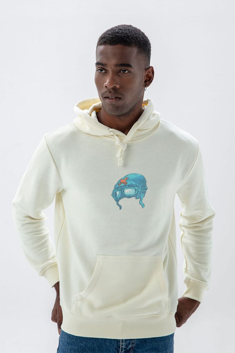 Ecru Premium Cotton Target Design Pullover Hoodie