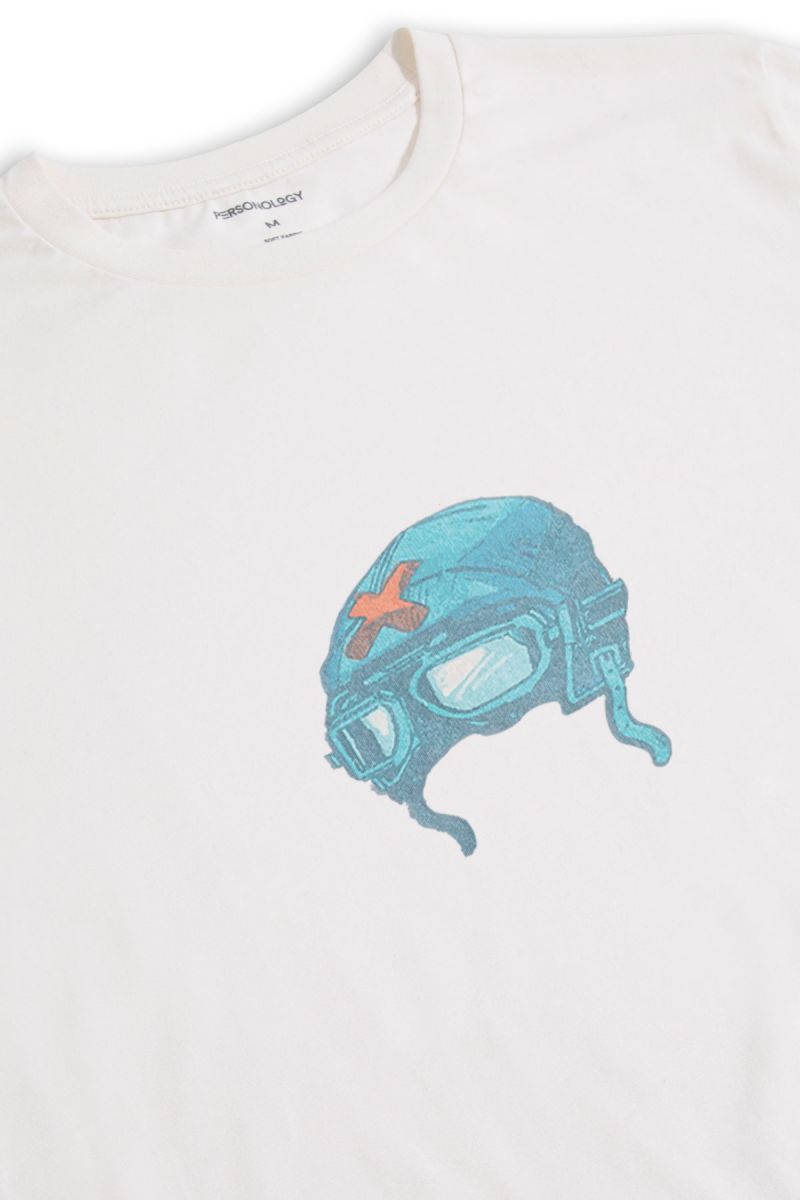 Off White Soft Fabric Target Design Short Sleeve Tee