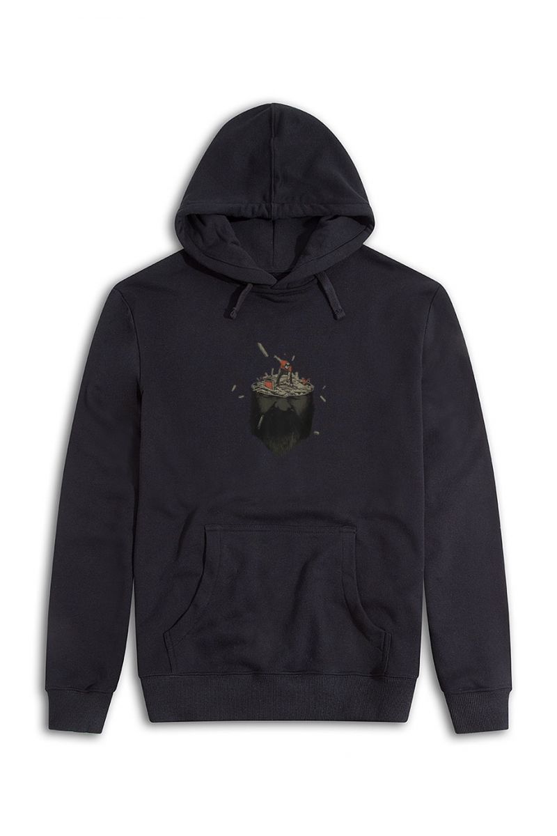 Black Premium Cotton Bluden Design Pullover Hoodie