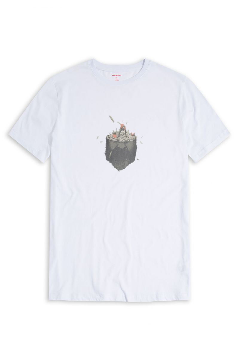 White Soft Fabric Bluden Design Short Sleeve Tee