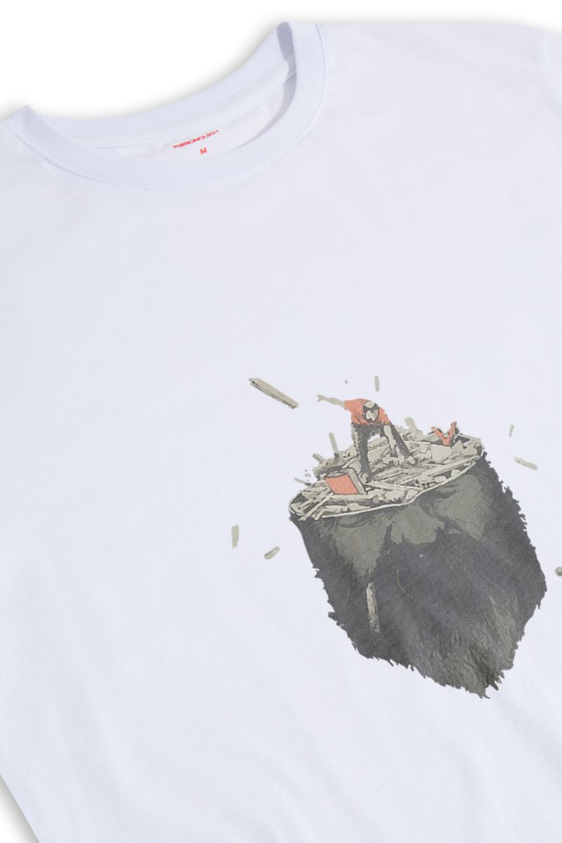 White Soft Fabric Bluden Design Short Sleeve Tee