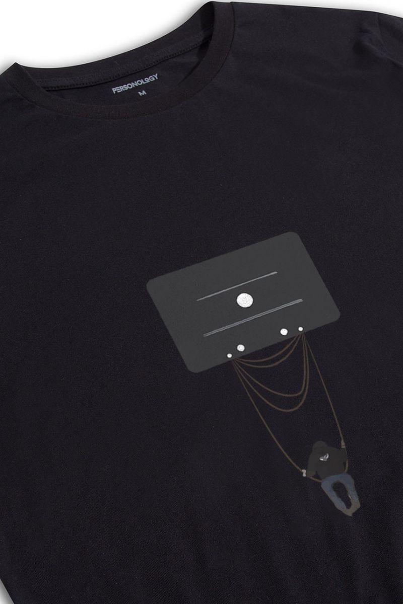 Black Soft Fabric Tekbant Design Short Sleeve Tee