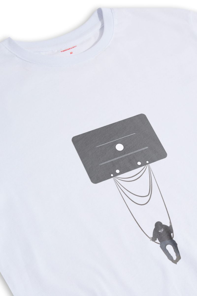 White Soft Fabric Tekbant Design Short Sleeve Tee