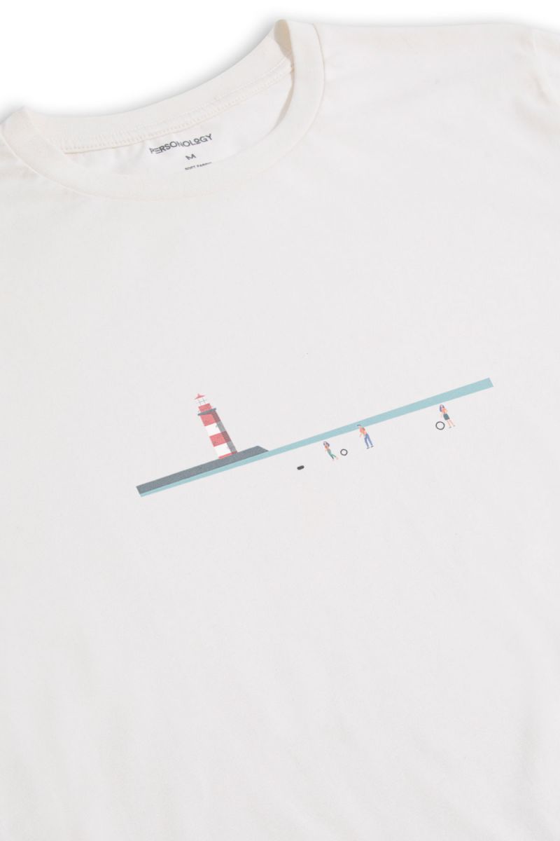 Off White Soft Fabric Trandal Design Short Sleeve Tee