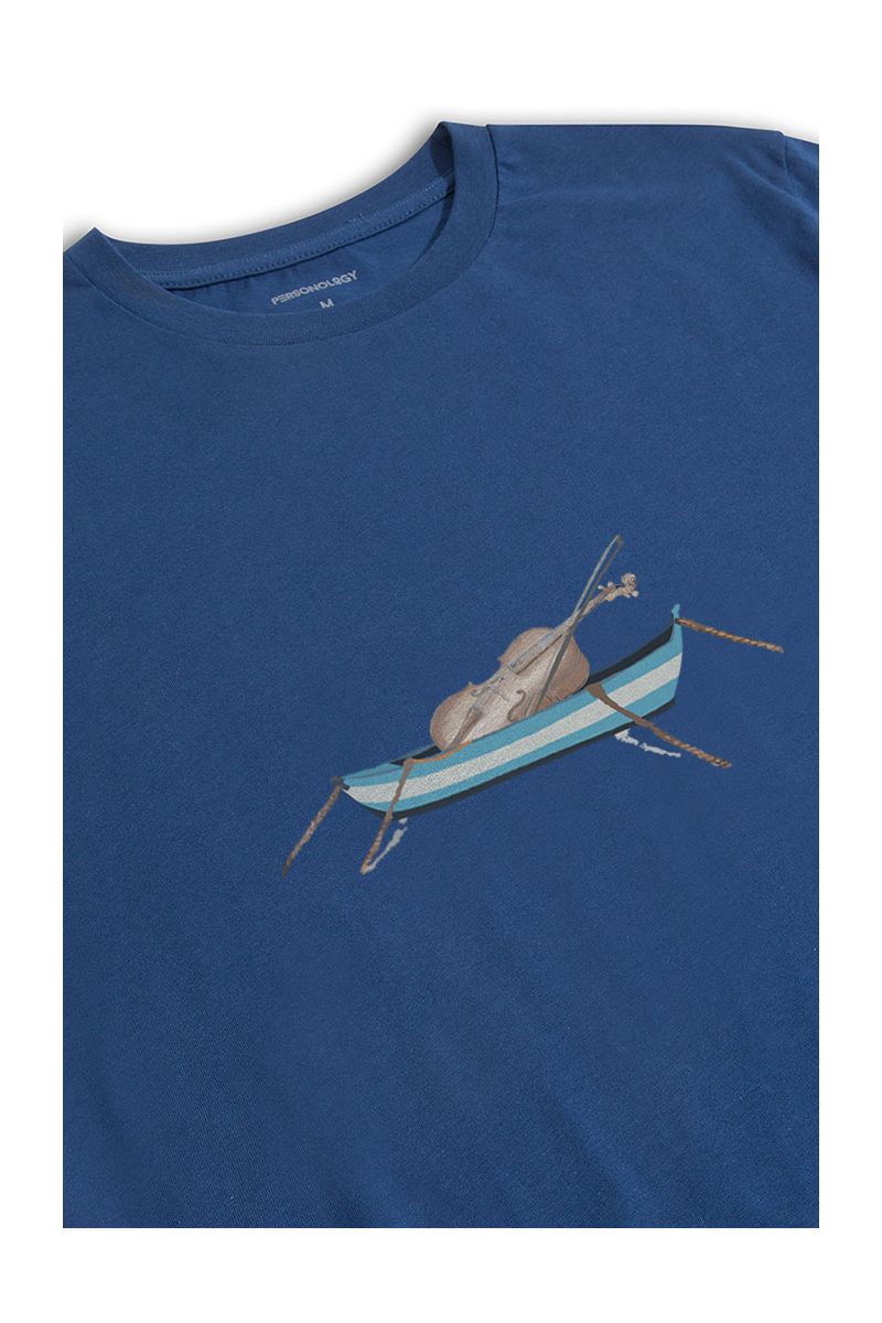 Navy Soft Fabric Solo Violin Design Short Sleeve Tee