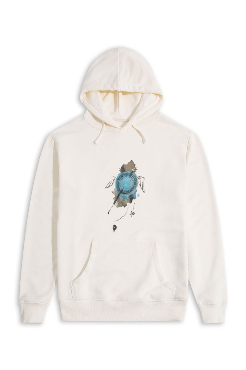 Ecru Premium Cotton Neyz Design Pullover Hoodie