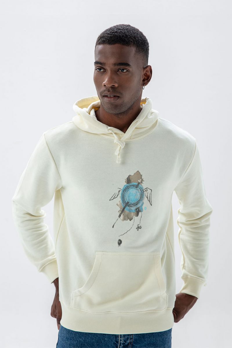 Ecru Premium Cotton Neyz Design Pullover Hoodie