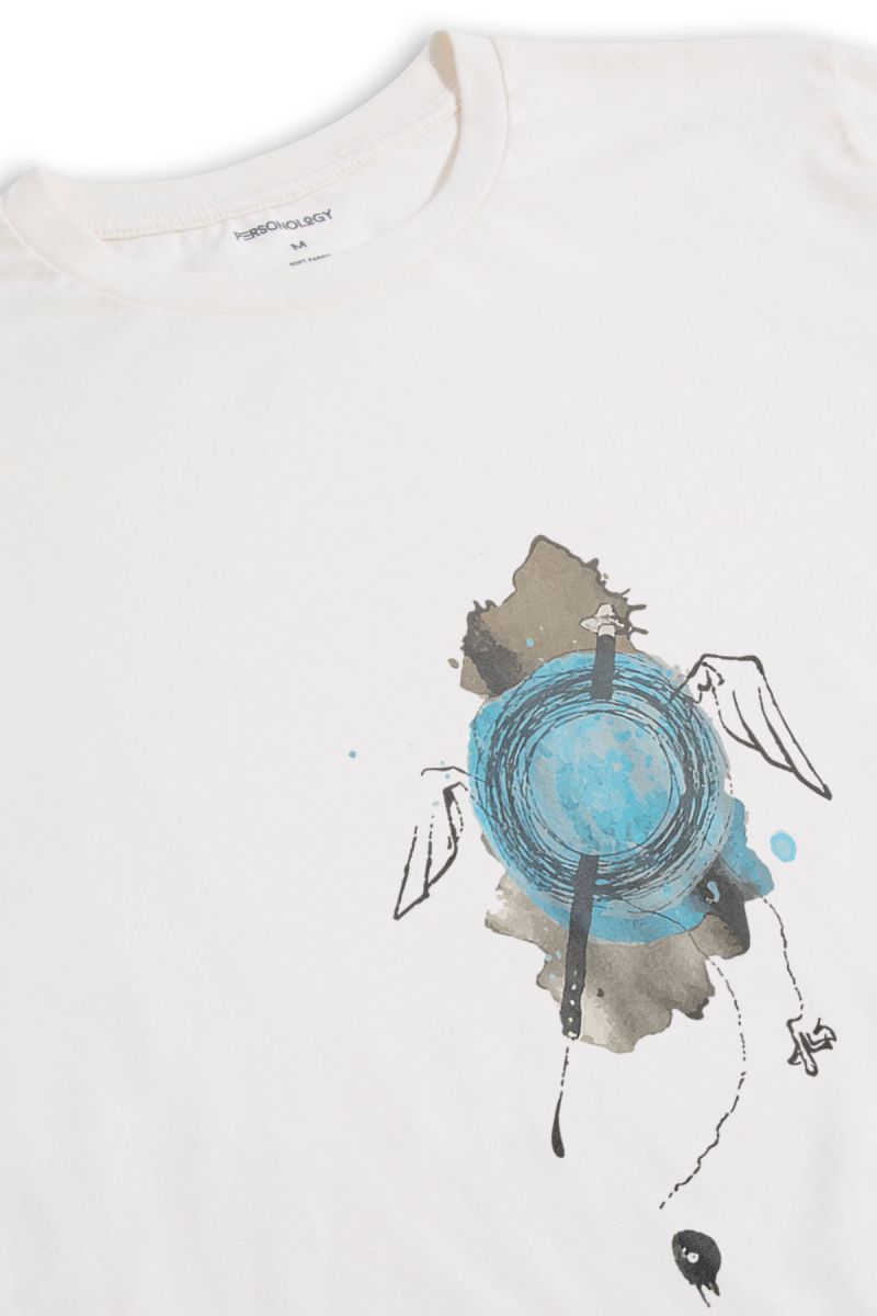Off White Soft Fabric Neyz Design Short Sleeve Tee