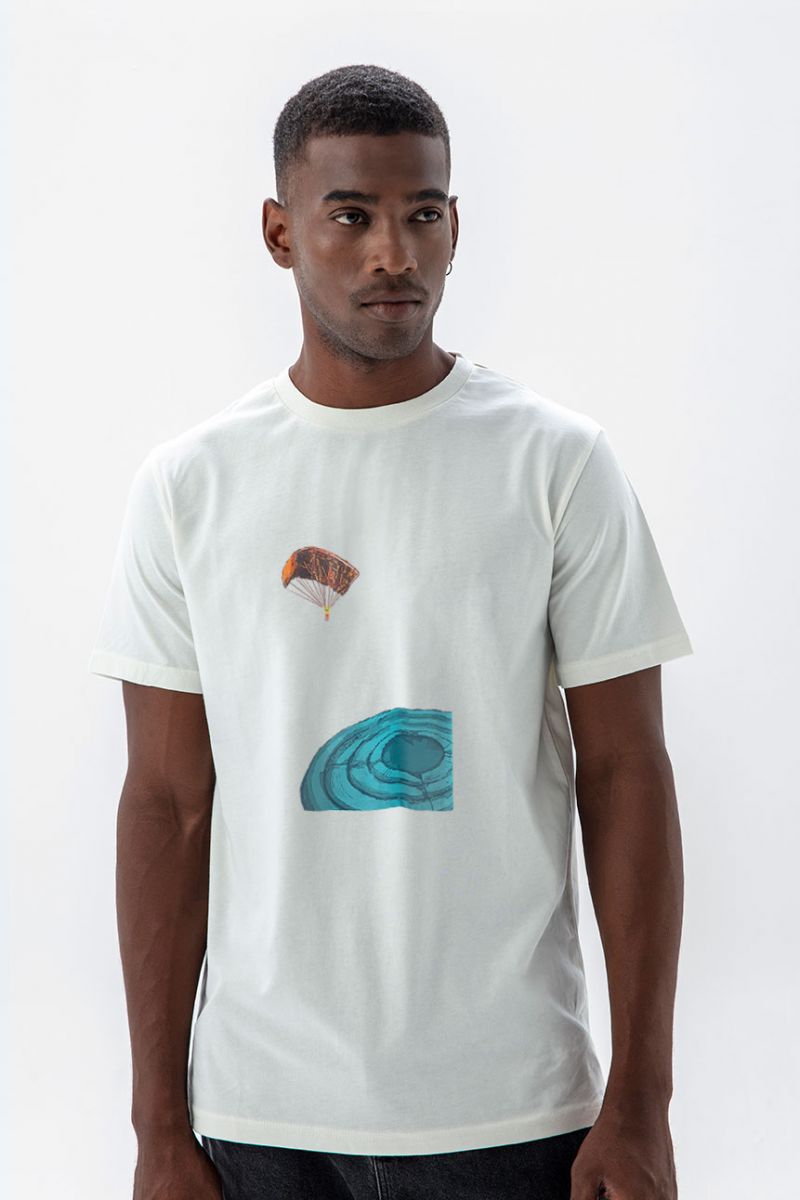 Off White Soft Fabric Target Design Short Sleeve Tee