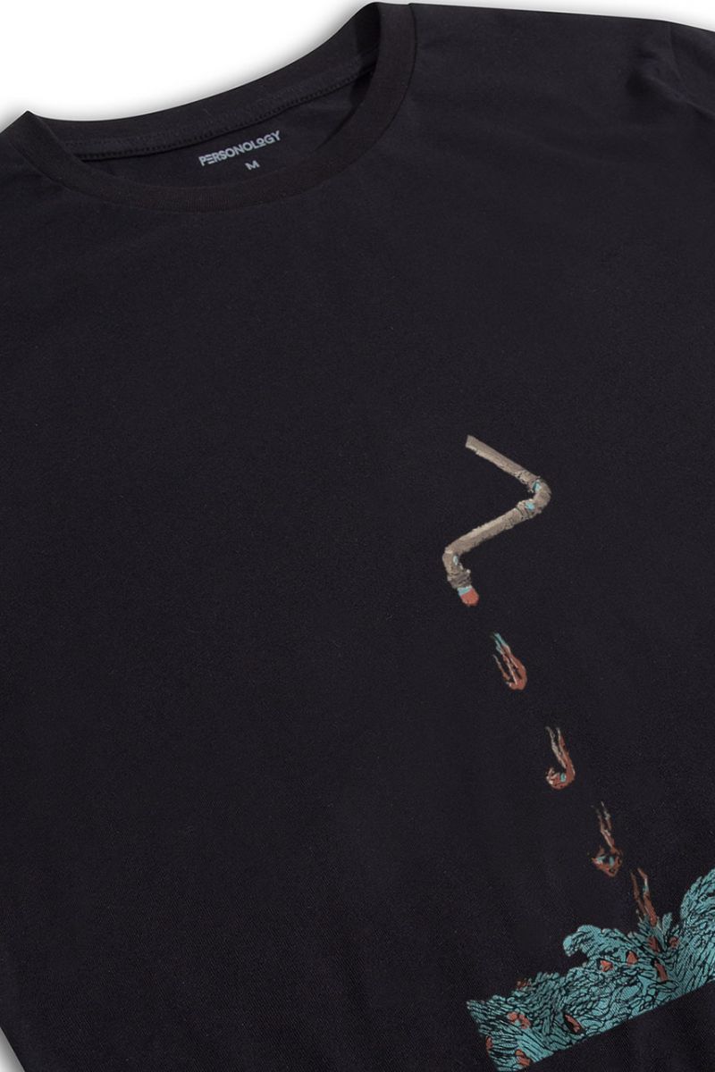 Black Soft Fabric Gravity Design Short Sleeve Tee