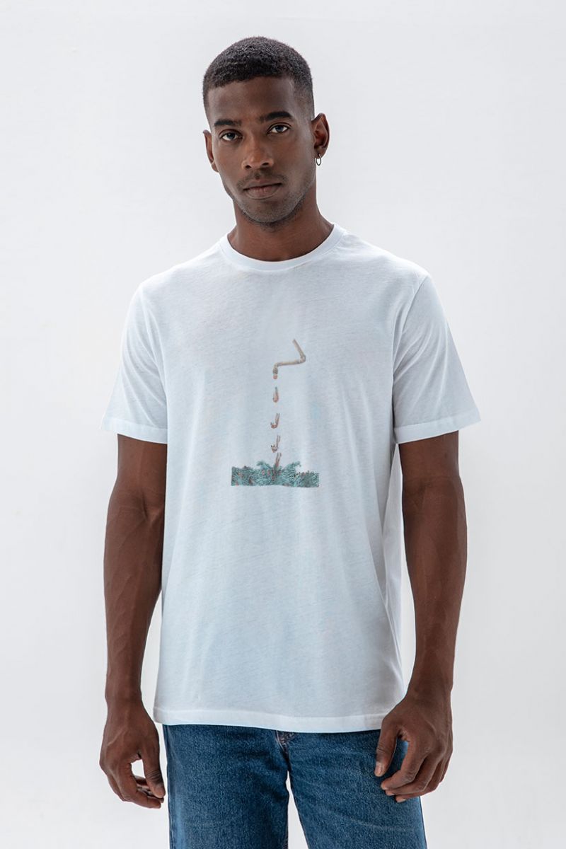 White Soft Fabric Gravity Design Short Sleeve Tee