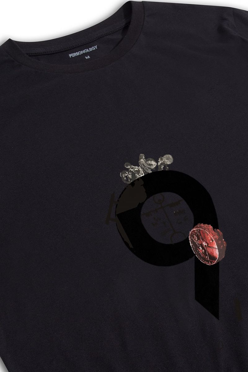 Black Soft Fabric Tokus Design Short Sleeve Tee