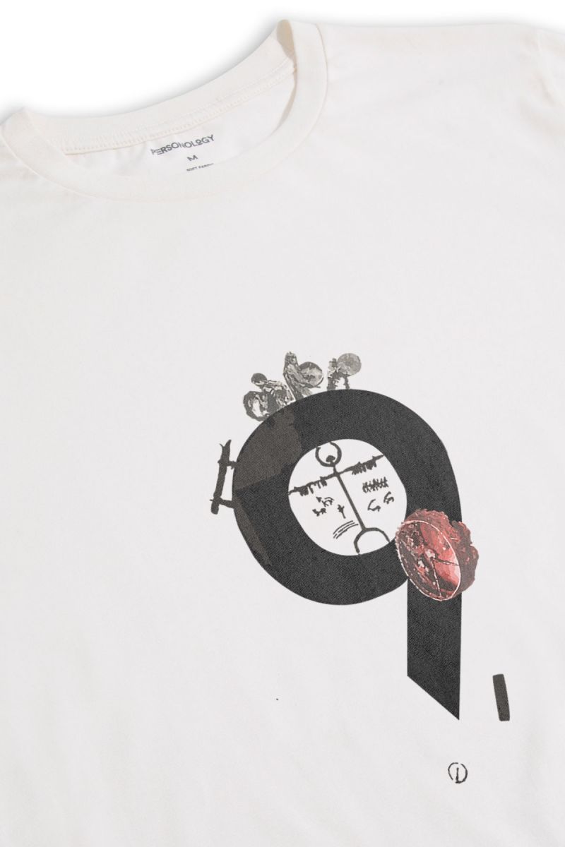 Off White Soft Fabric Tokus Design Short Sleeve Tee