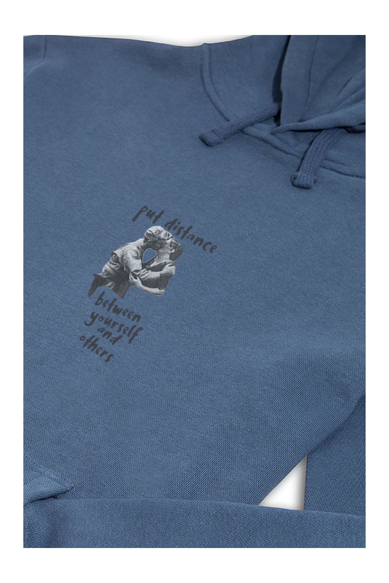 Navy Premium Cotton Put Distance Design Pullover Hoodie