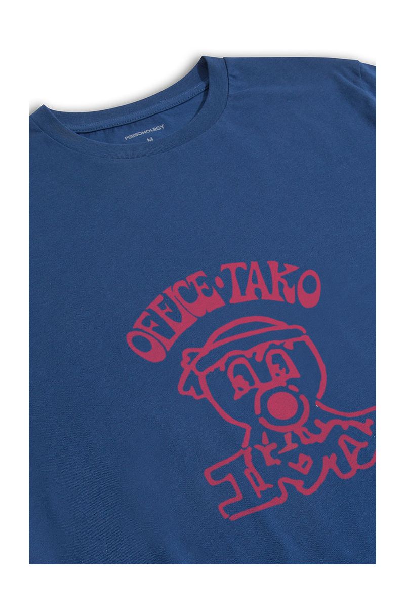 Navy Soft Fabric Office Tako Design Short Sleeve Tee