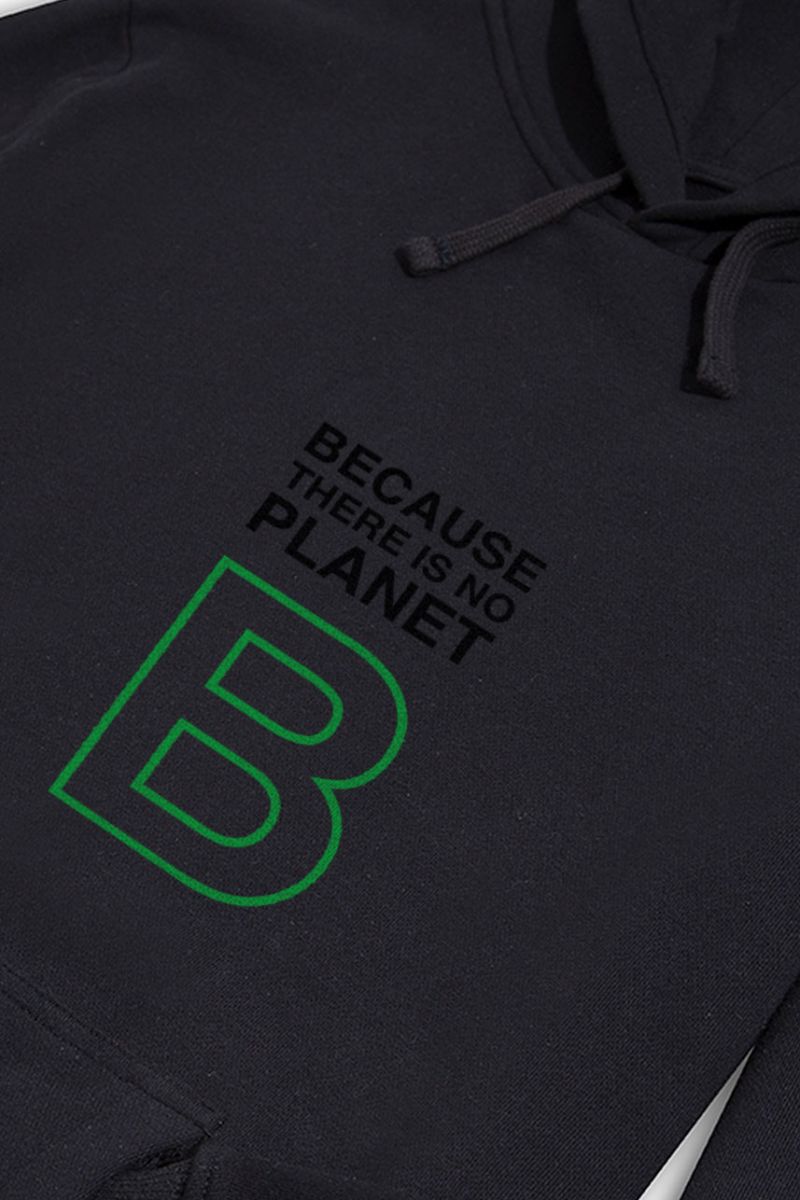 Black Premium Cotton Because There is No Planet Design Pullover Hoodie