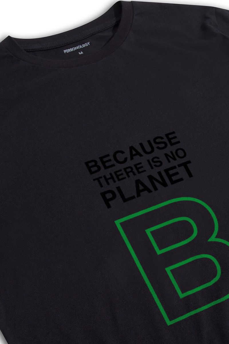 Black Soft Fabric Because There is No Planet Design Short Sleeve Tee