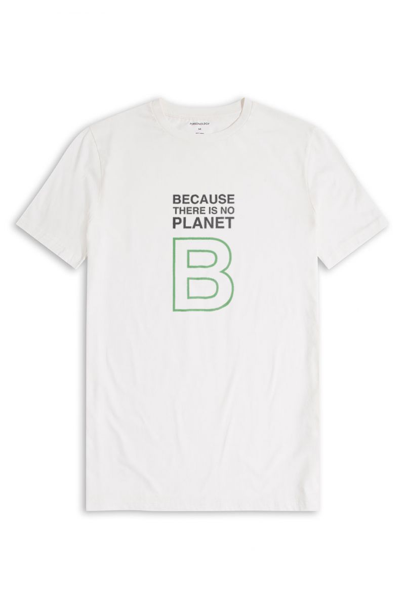 Off White Soft Fabric Because There is No Planet Design Short Sleeve Tee