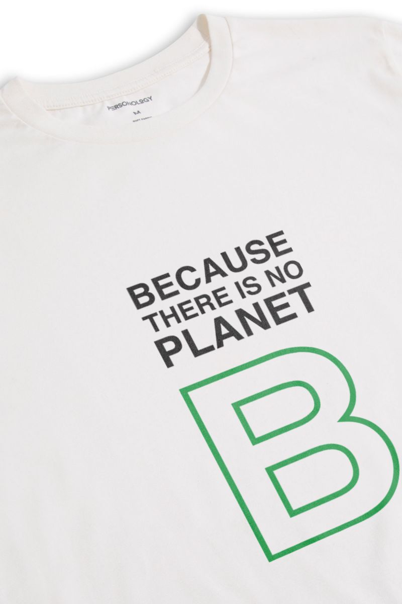 Off White Soft Fabric Because There is No Planet Design Short Sleeve Tee