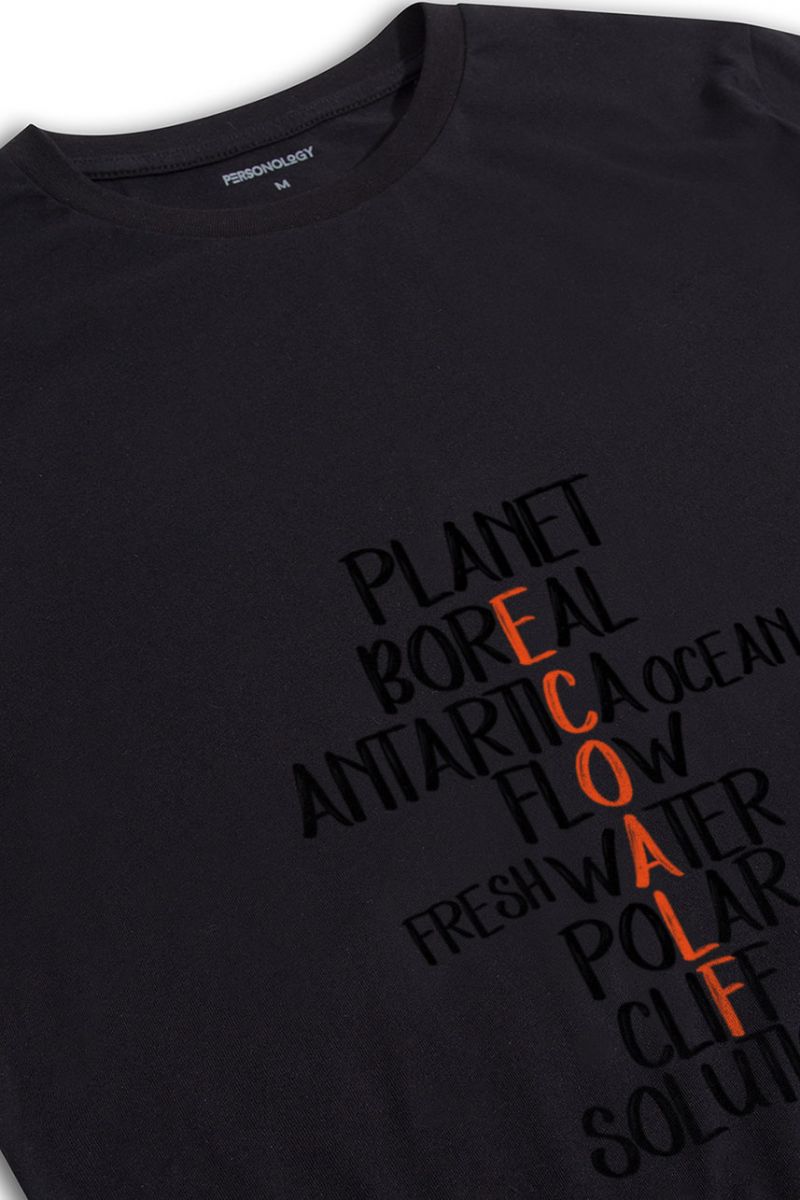 Black Soft Fabric Ecoalf Design Short Sleeve Tee