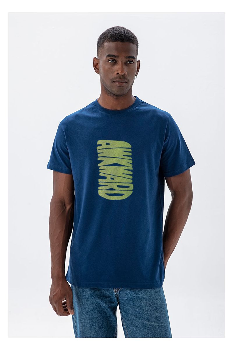 Navy Soft Fabric Awkward Design Short Sleeve Tee