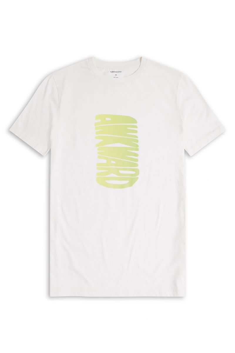 Off White Soft Fabric Awkward Design Short Sleeve Tee