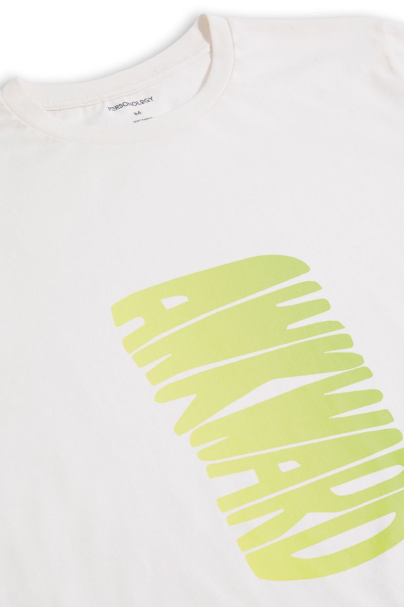Off White Soft Fabric Awkward Design Short Sleeve Tee