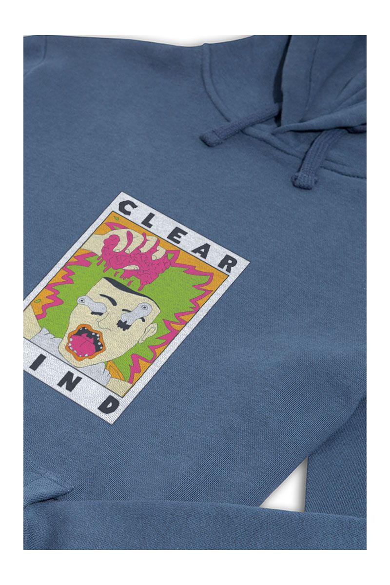 Navy Premium Cotton Clear Mind Design Pullover Hoodie