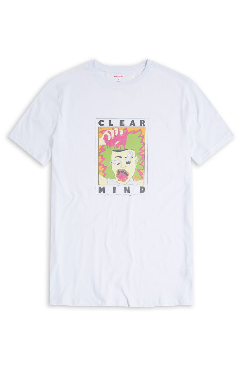 White Soft Fabric Clear Mind Design Short Sleeve Tee