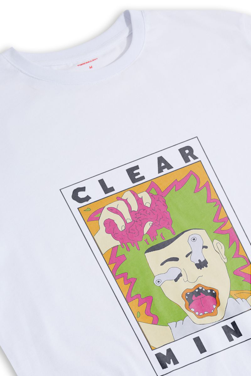 White Soft Fabric Clear Mind Design Short Sleeve Tee