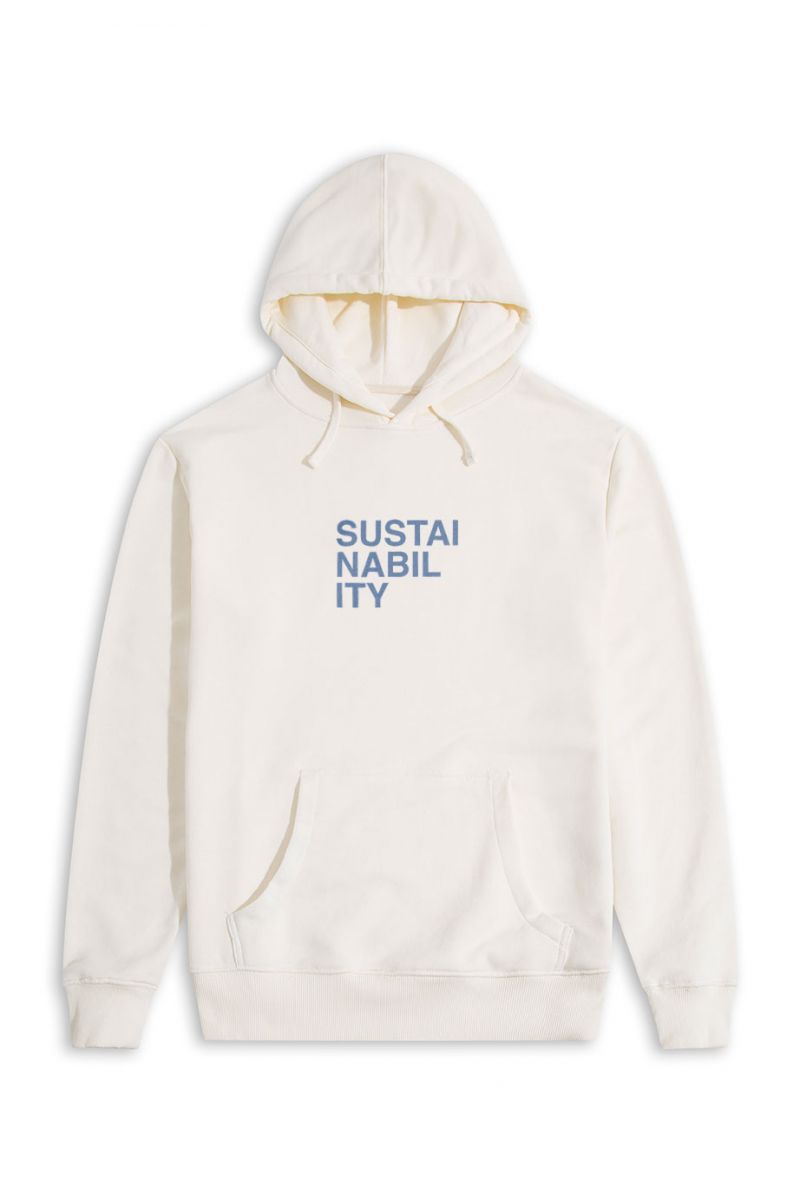 Ecru Premium Cotton Sustainability Design Pullover Hoodie