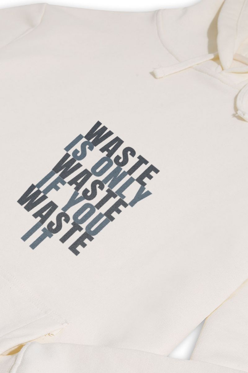 Ecru Premium Cotton WASTE Design Pullover Hoodie