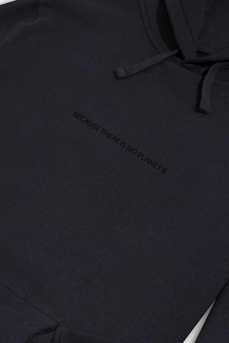 Black Premium Cotton Because There is No Planet Design Pullover Hoodie