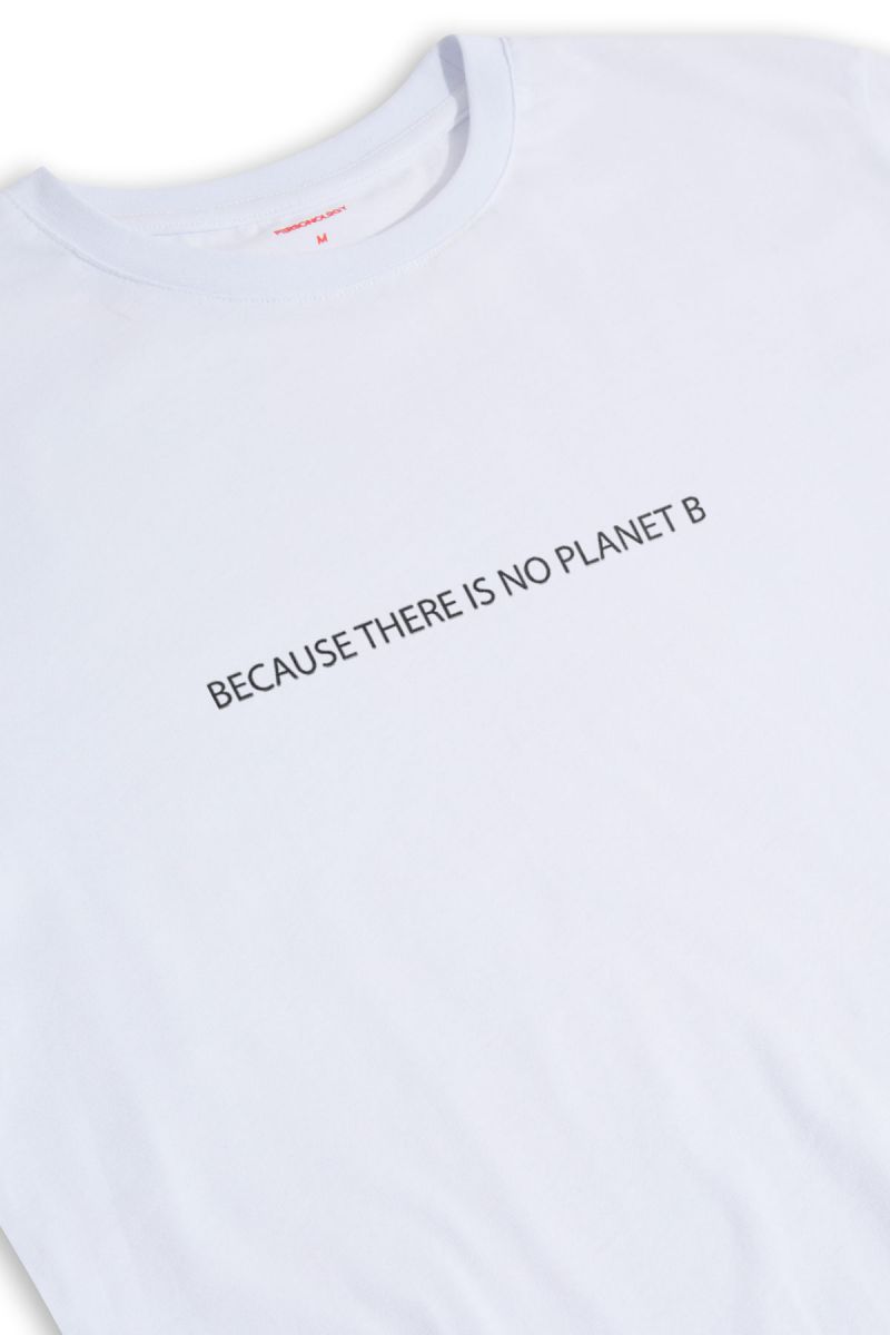 White Soft Fabric Because There is No Planet Design Short Sleeve Tee